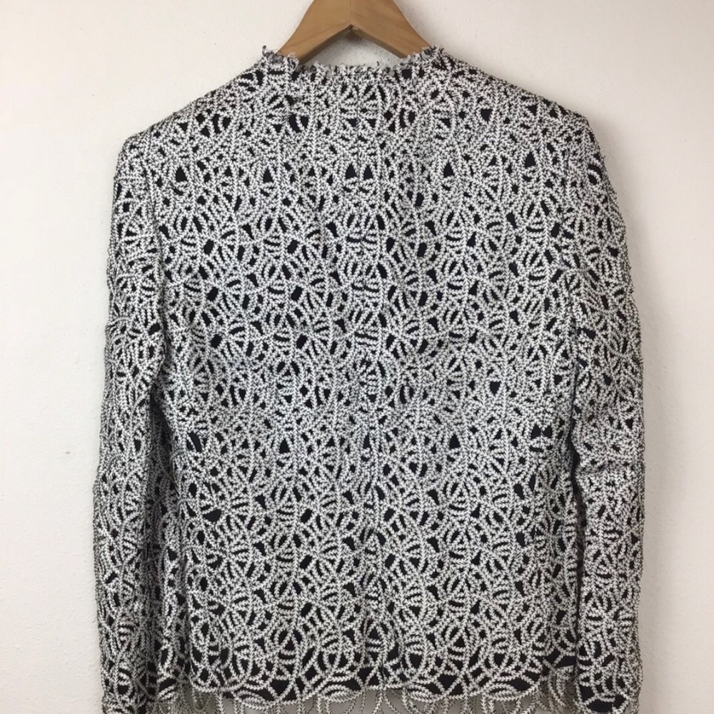 Akris White & Black Textured Appliqué Zip Jacket Blazer Women’s Size 8 - Picture 5 of 10